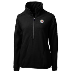 Pittsburgh Steelers Cutter & Buck Women's Cascade Eco Sherpa Fleece Half-Zip Pullover Jacket Black