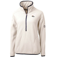 Denver Broncos Cutter & Buck Women's Cascade Eco Sherpa Fleece Half-Zip Pullover Jacket White/Navy