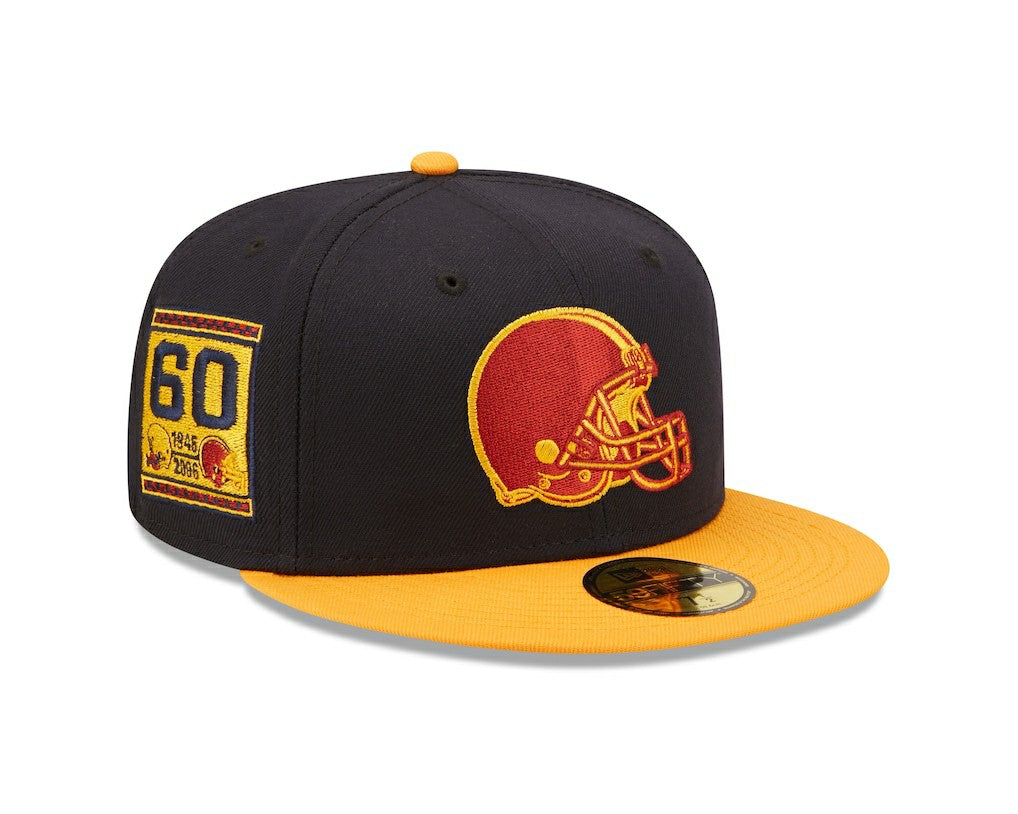 Cleveland Browns New Era 60th Anniversary 59FIFTY Fitted Hat Navy/Gold