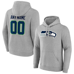 Seattle Seahawks Team Authentic Custom Pullover Hoodie Heathered Gray