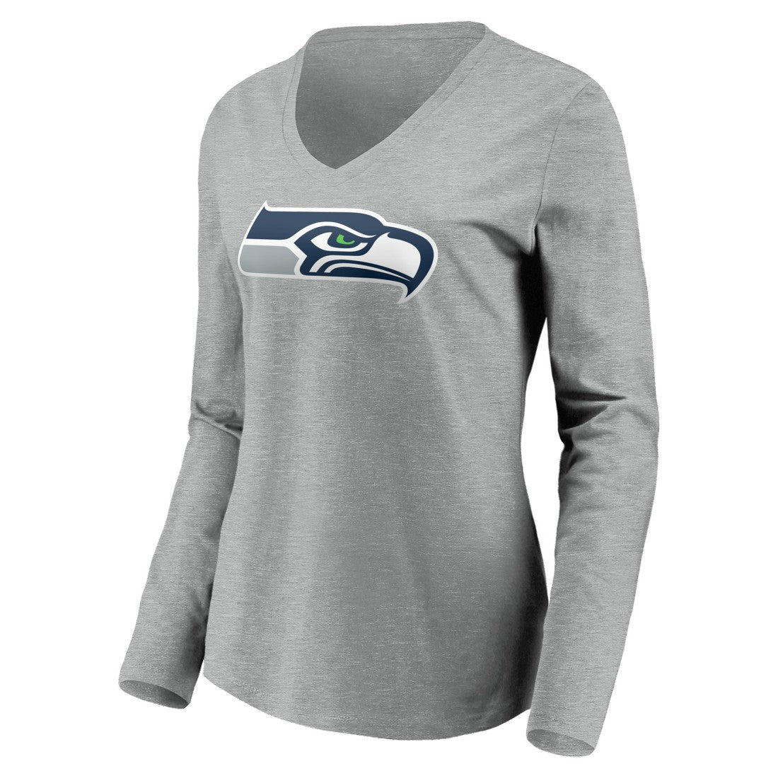 Seattle Seahawks Women's Team Authentic Custom Long Sleeve V-Neck T-Shirt Gray