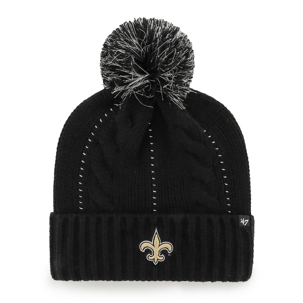 47 brand New Orleans Saints '47 Women's Bauble Cuffed Knit Hat with Pom Black
