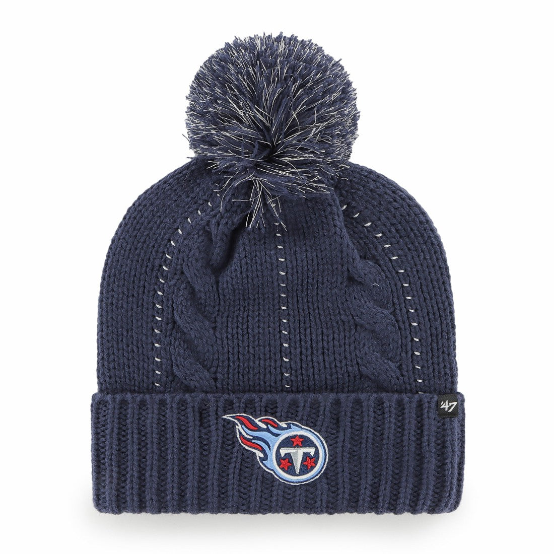 47 brand Tennessee Titans '47 Women's Bauble Cuffed Knit Hat with Pom Navy