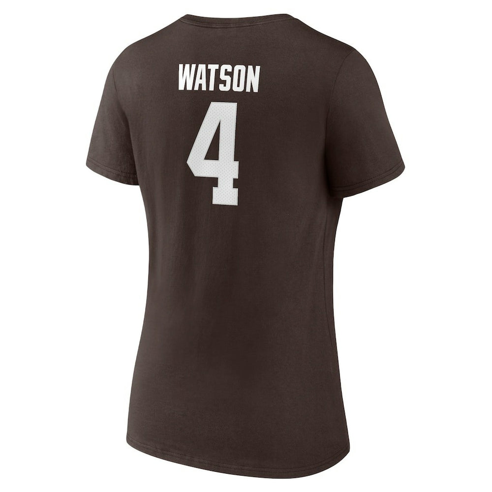 Fanatics Deshaun Watson Cleveland Browns Women's Player Icon Name & Number V-Neck T-Shirt Brown