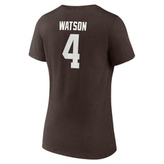 Fanatics Deshaun Watson Cleveland Browns Women's Player Icon Name & Number V-Neck T-Shirt Brown