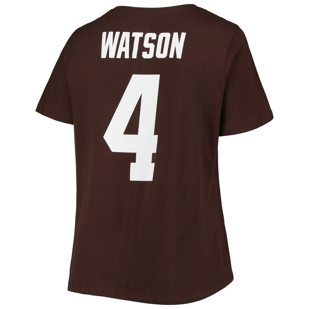 Fanatics Deshaun Watson Cleveland Browns Women's Plus Size Player Name & Number V-Neck T-Shirt Brown