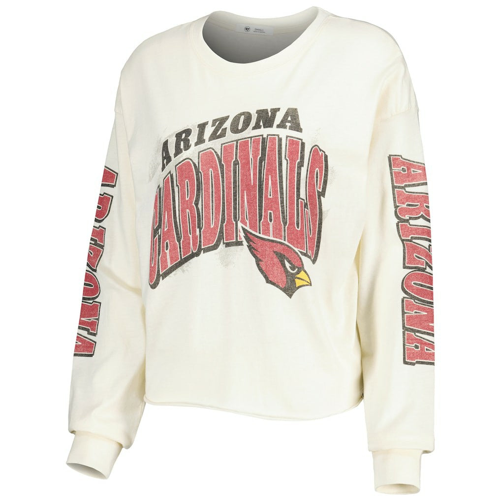 47 brand Arizona Cardinals '47 Women's Brush Back Parkway Cropped Lightweight Long Sleeve T-Shirt Cream