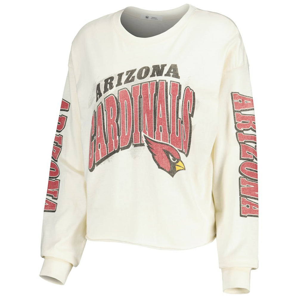 47 brand Arizona Cardinals '47 Women's Brush Back Parkway Cropped Lightweight Long Sleeve T-Shirt Cream