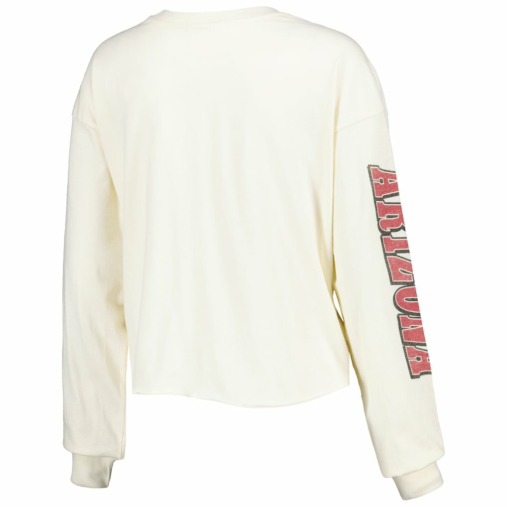 47 brand Arizona Cardinals '47 Women's Brush Back Parkway Cropped Lightweight Long Sleeve T-Shirt Cream