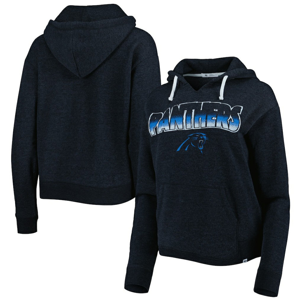 47 brand Carolina Panthers '47 Women's Color Rise Kennedy Notch Neck Pullover Hoodie Black