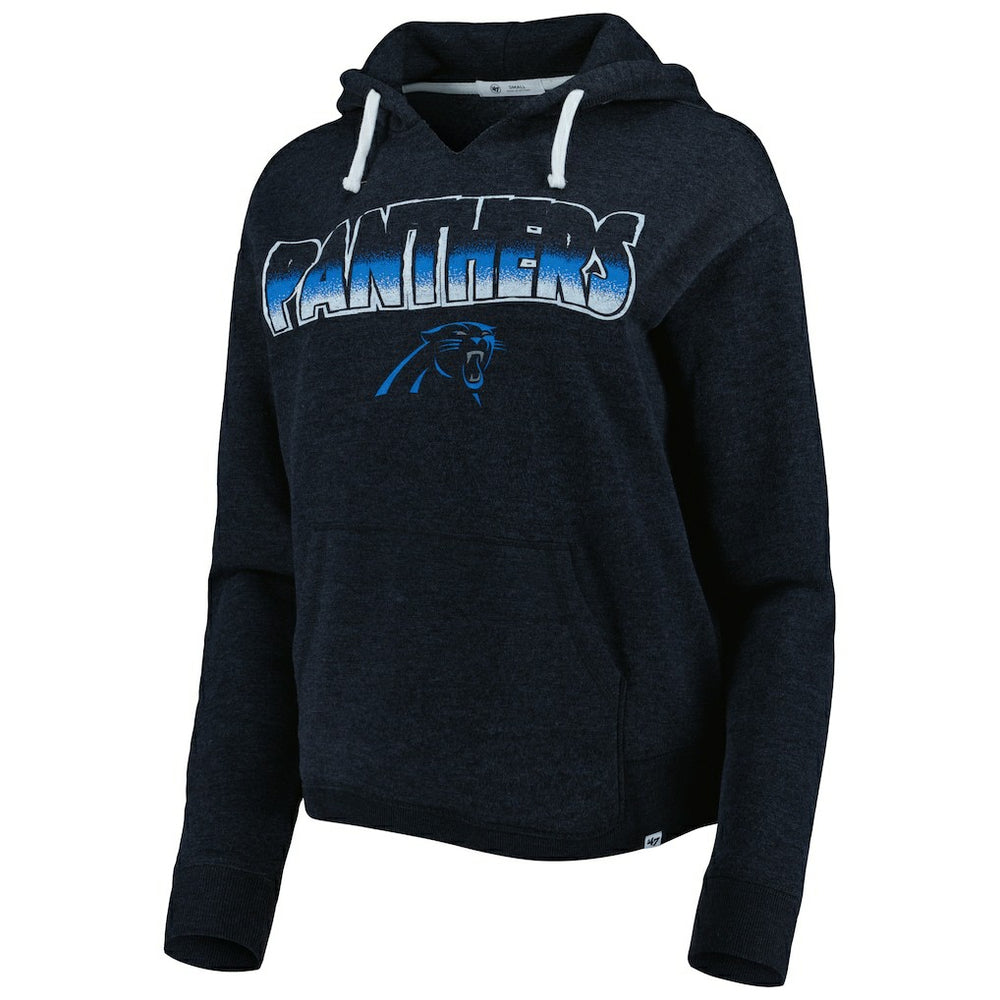 47 brand Carolina Panthers '47 Women's Color Rise Kennedy Notch Neck Pullover Hoodie Black