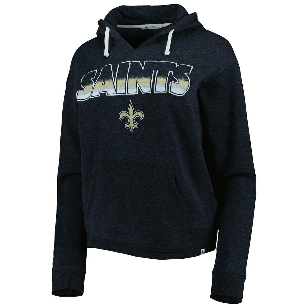 47 brand New Orleans Saints '47 Women's Color Rise Kennedy Notch Neck Pullover Hoodie Black