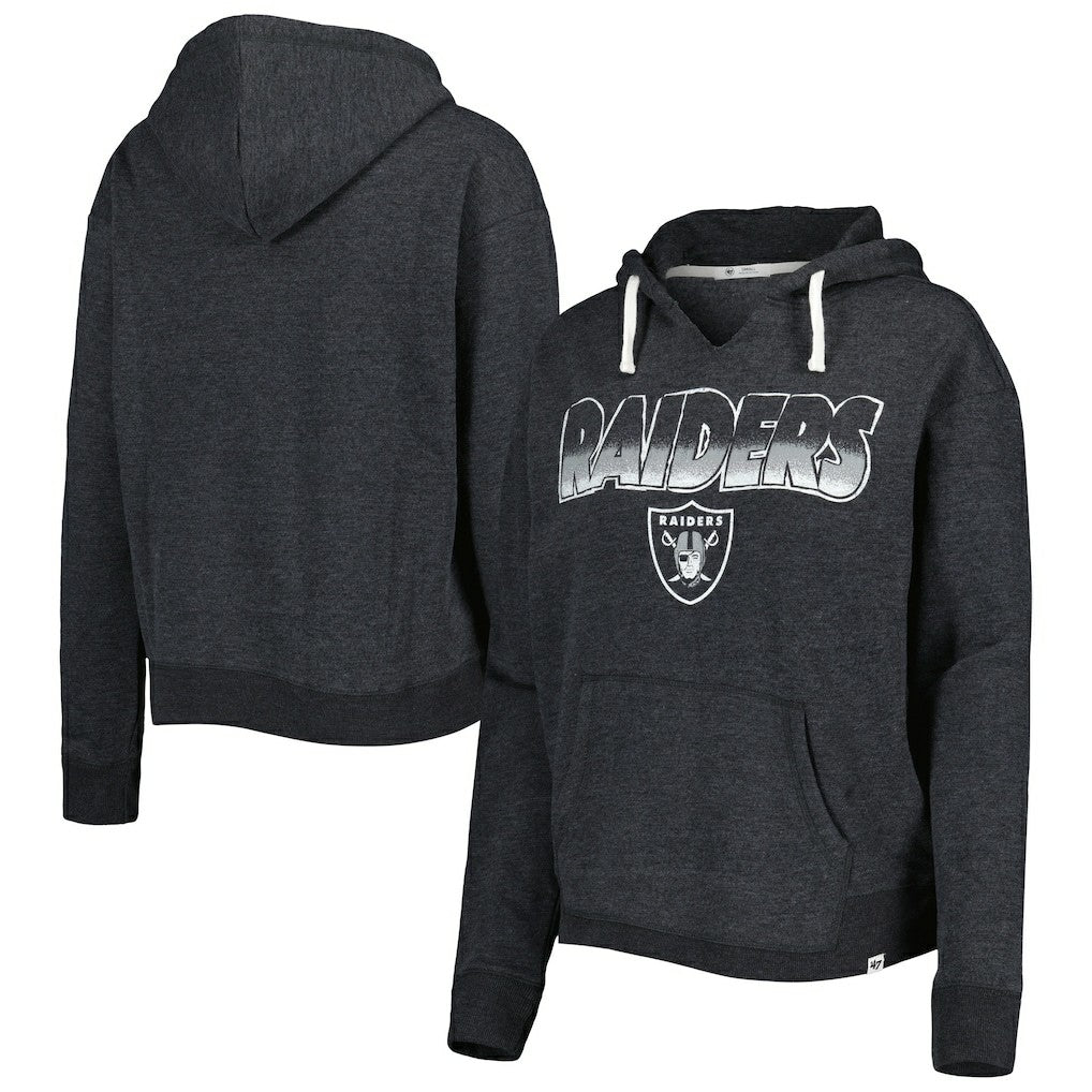 47 brand Las Vegas Raiders '47 Women's Color Rise Kennedy Notch Neck Pullover Hoodie Black