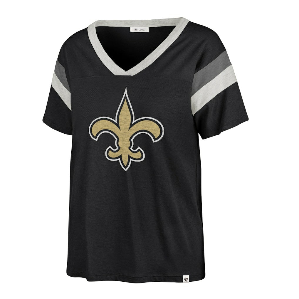 47 brand New Orleans Saints '47 Women's Phoenix V-Neck T-Shirt Black