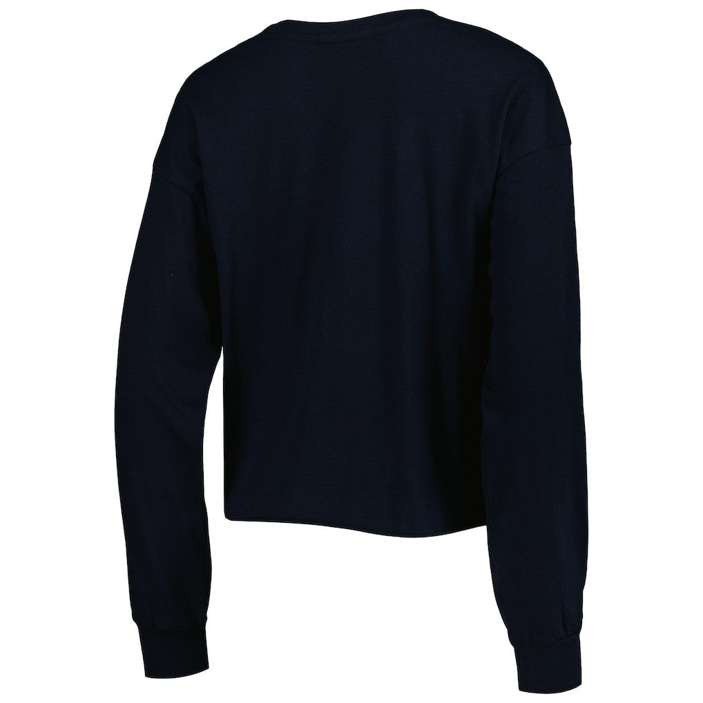 47 brand New Orleans Saints '47 Women's Skyler Parkway Cropped Long Sleeve T-Shirt Black