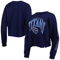 47 brand Tennessee Titans '47 Women's Skyler Parkway Cropped Long Sleeve T-Shirt Navy