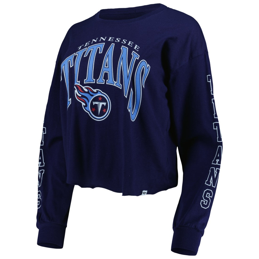 47 brand Tennessee Titans '47 Women's Skyler Parkway Cropped Long Sleeve T-Shirt Navy