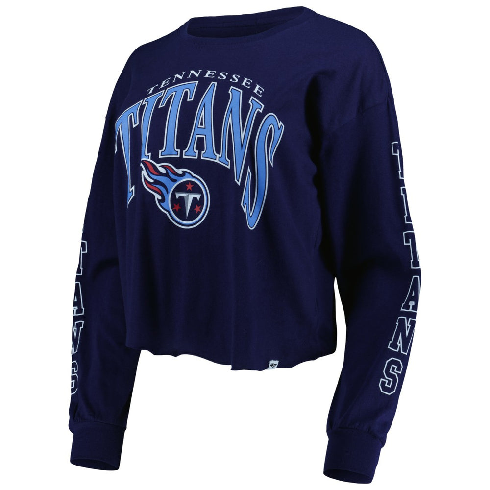 47 brand Tennessee Titans '47 Women's Skyler Parkway Cropped Long Sleeve T-Shirt Navy