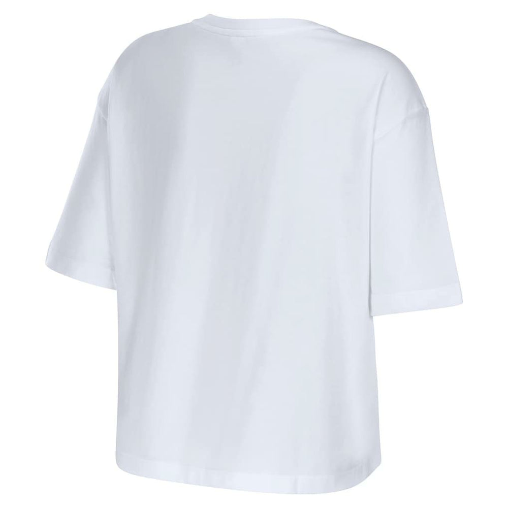 New Orleans Saints WEAR by Erin Andrews Women's Boxy Floral Cropped T-Shirt White