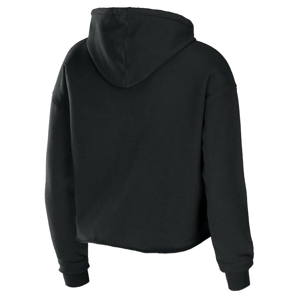 Carolina Panthers WEAR by Erin Andrews Women's Cropped Sponge Fleece Pullover Hoodie Black