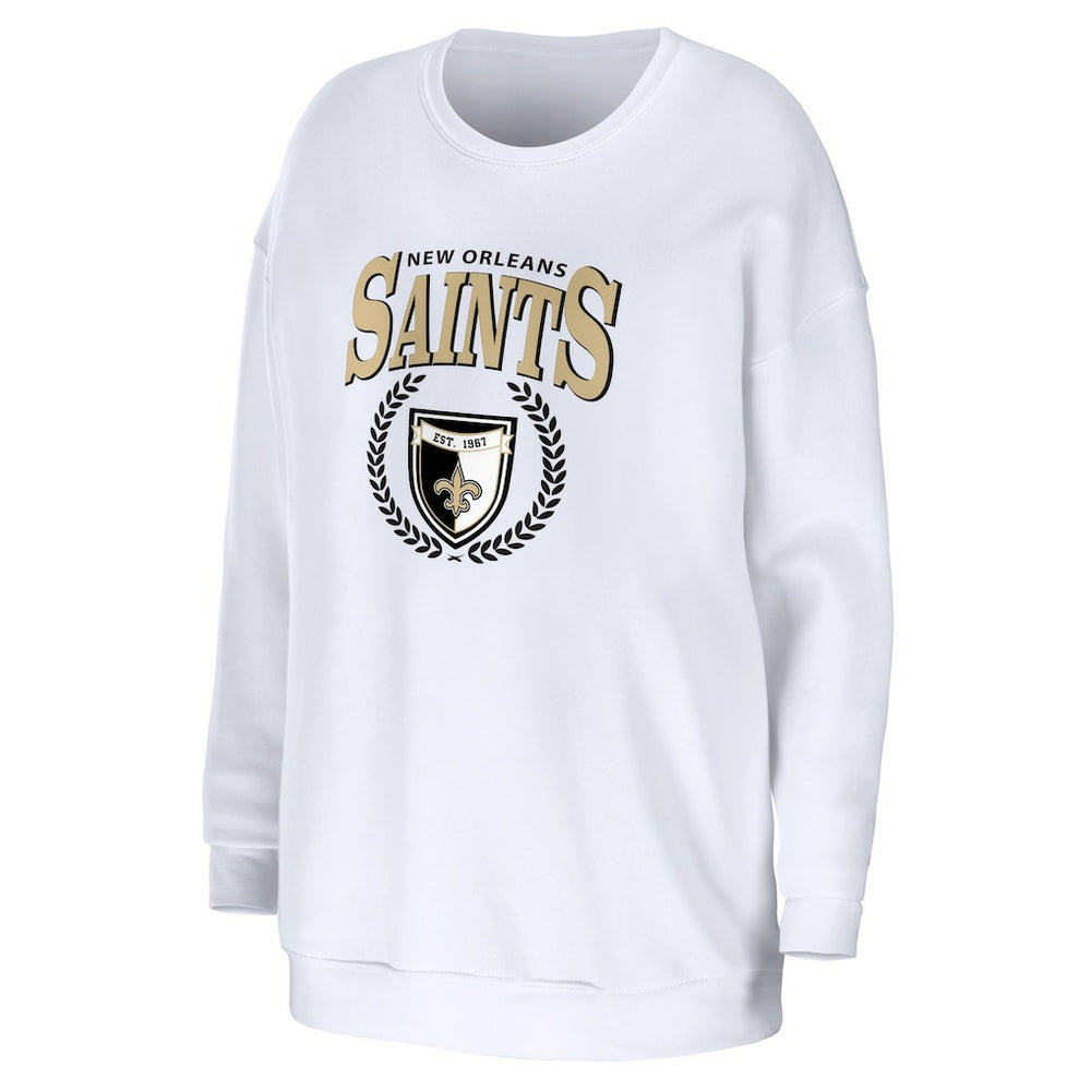 New Orleans Saints WEAR by Erin Andrews Women's Oversized Pullover Sweatshirt White