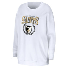 New Orleans Saints WEAR by Erin Andrews Women's Oversized Pullover Sweatshirt White