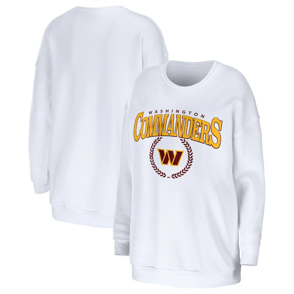 Washington Commanders WEAR by Erin Andrews Women's Oversized Pullover Sweatshirt White