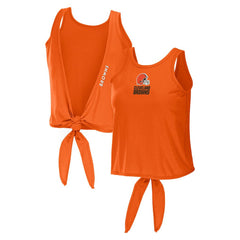 Cleveland Browns WEAR by Erin Andrews Women's Open Back Twist Tie Tank Top Orange