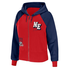 New England Patriots WEAR by Erin Andrews Women's Colorblock Lightweight Full-Zip Hoodie Red