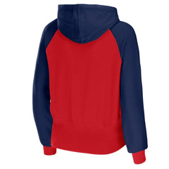 New England Patriots WEAR by Erin Andrews Women's Colorblock Lightweight Full-Zip Hoodie Red