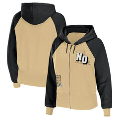 New Orleans Saints WEAR by Erin Andrews Women's Colorblock Lightweight Full-Zip Hoodie Gold