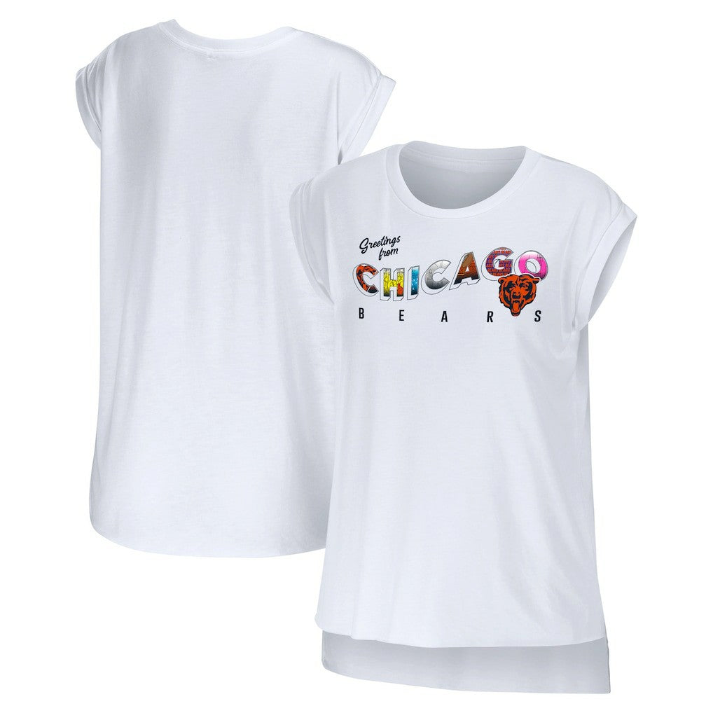 Chicago Bears WEAR by Erin Andrews Women's Greetings From Muscle T-Shirt White