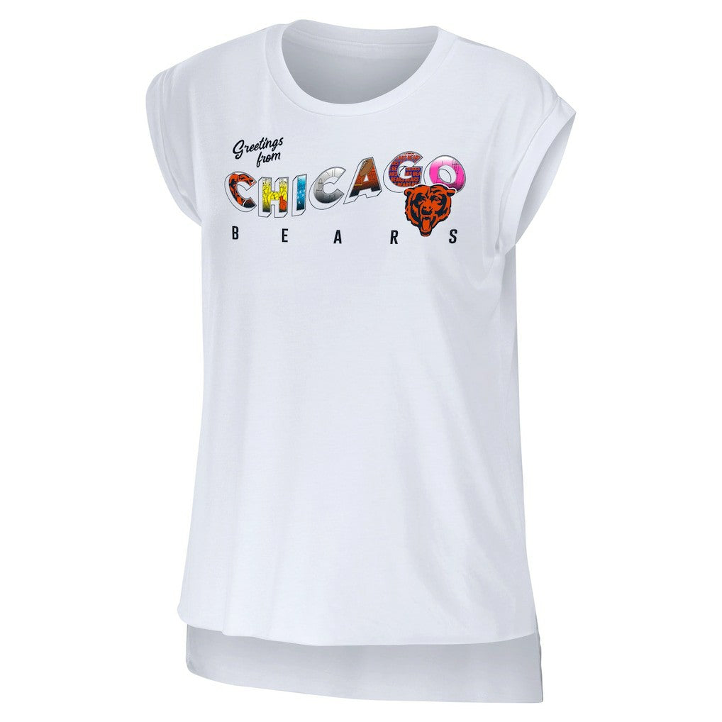 Chicago Bears WEAR by Erin Andrews Women's Greetings From Muscle T-Shirt White