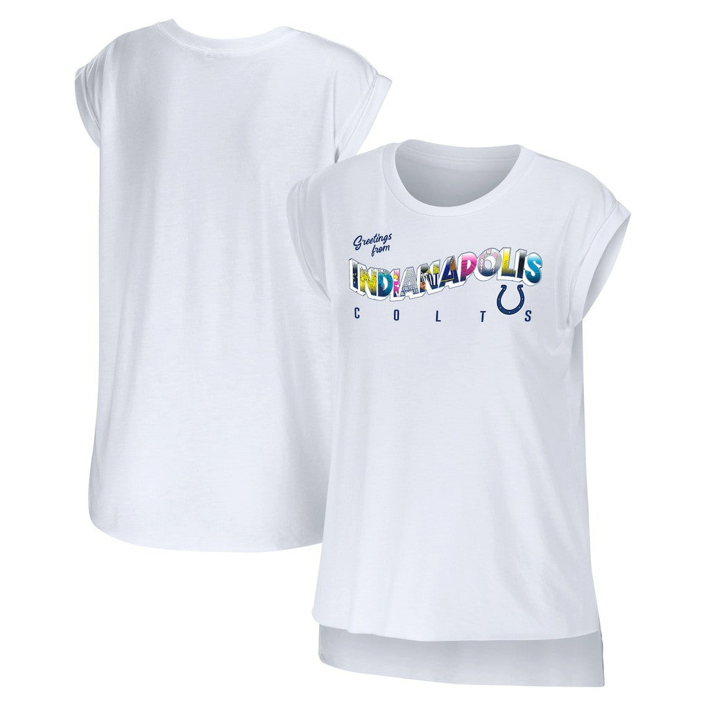 Indianapolis Colts WEAR by Erin Andrews Women's Greetings From Muscle T-Shirt White