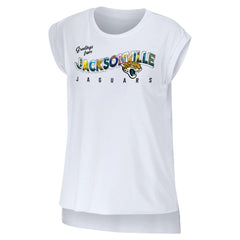 Jacksonville Jaguars WEAR by Erin Andrews Women's Greetings From Muscle T-Shirt White