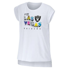 Las Vegas Raiders WEAR by Erin Andrews Women's Greetings From Muscle T-Shirt White