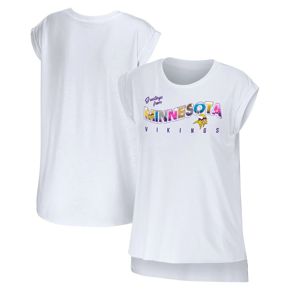 Minnesota Vikings WEAR by Erin Andrews Women's Greetings From Muscle T-Shirt White