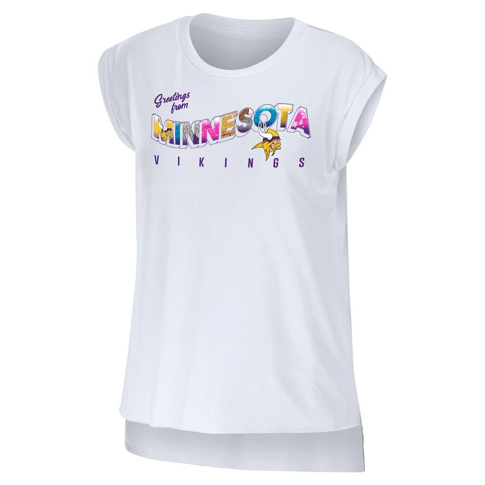 Minnesota Vikings WEAR by Erin Andrews Women's Greetings From Muscle T-Shirt White