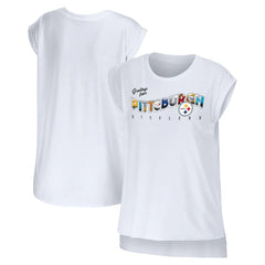 Pittsburgh Steelers WEAR by Erin Andrews Women's Greetings From Muscle T-Shirt White