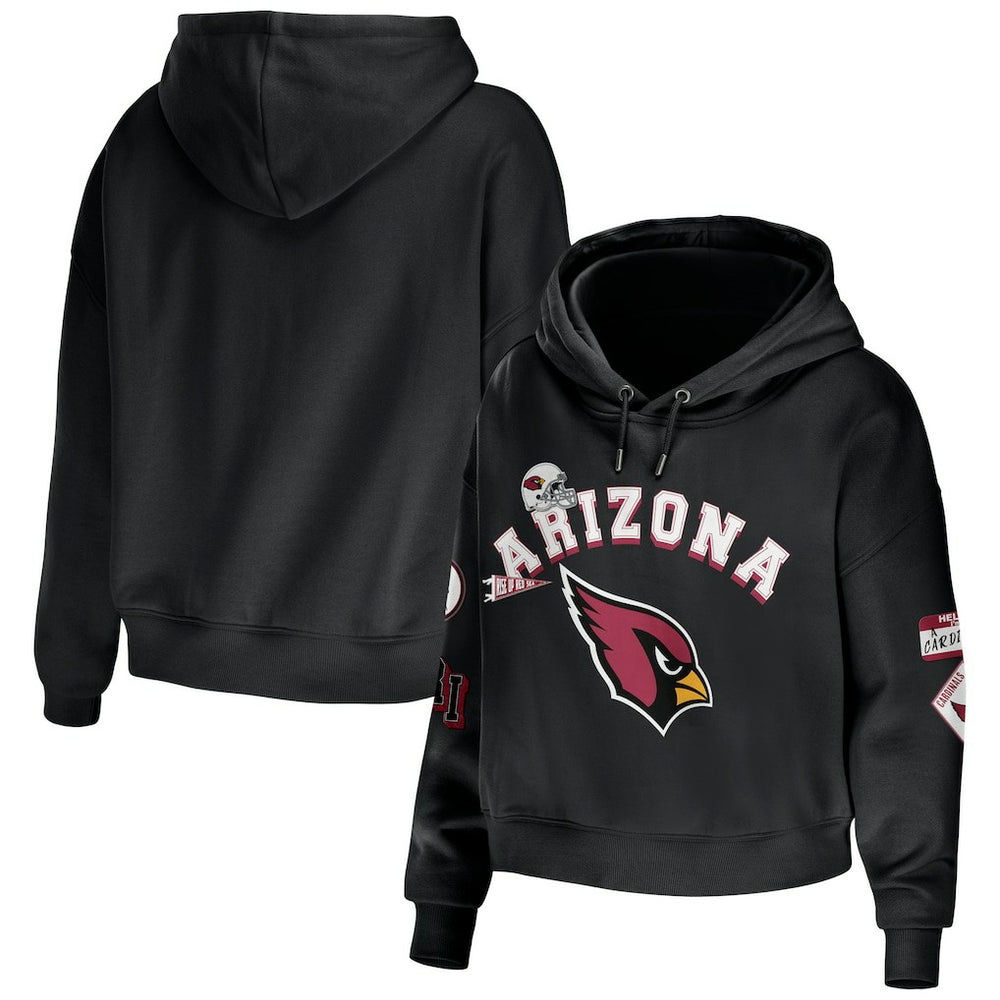 Arizona Cardinals WEAR by Erin Andrews Women's Modest Cropped Pullover Hoodie Black