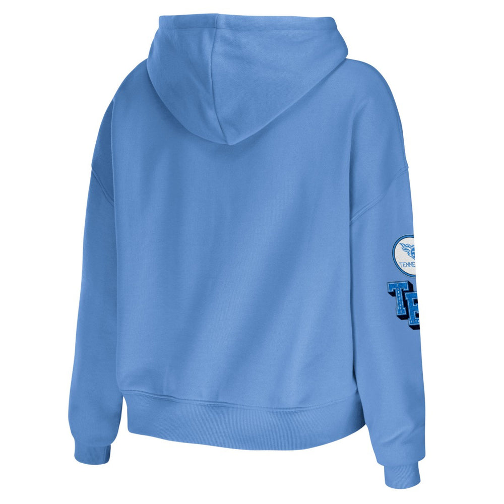 Tennessee Titans WEAR by Erin Andrews Women's Modest Cropped Pullover Hoodie Light Blue