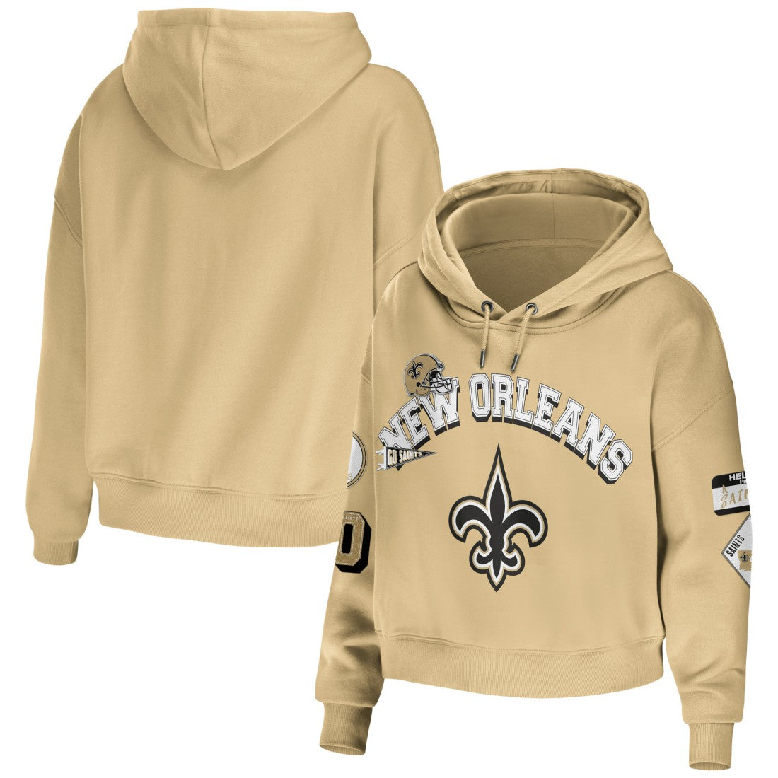 New Orleans Saints WEAR by Erin Andrews Women's Plus Size Modest Cropped Pullover Hoodie Gold