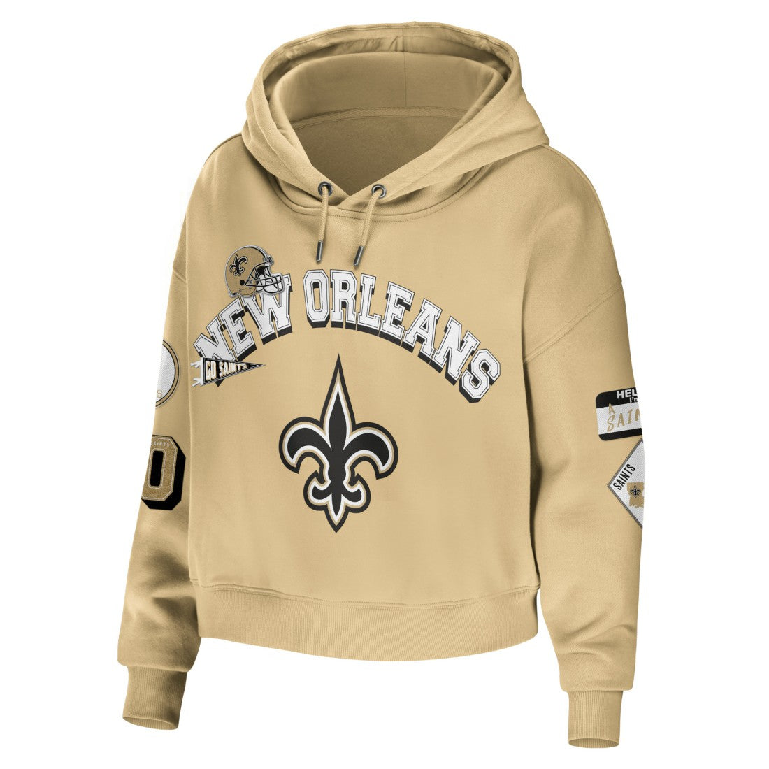 New Orleans Saints WEAR by Erin Andrews Women's Plus Size Modest Cropped Pullover Hoodie Gold