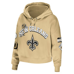 New Orleans Saints WEAR by Erin Andrews Women's Plus Size Modest Cropped Pullover Hoodie Gold