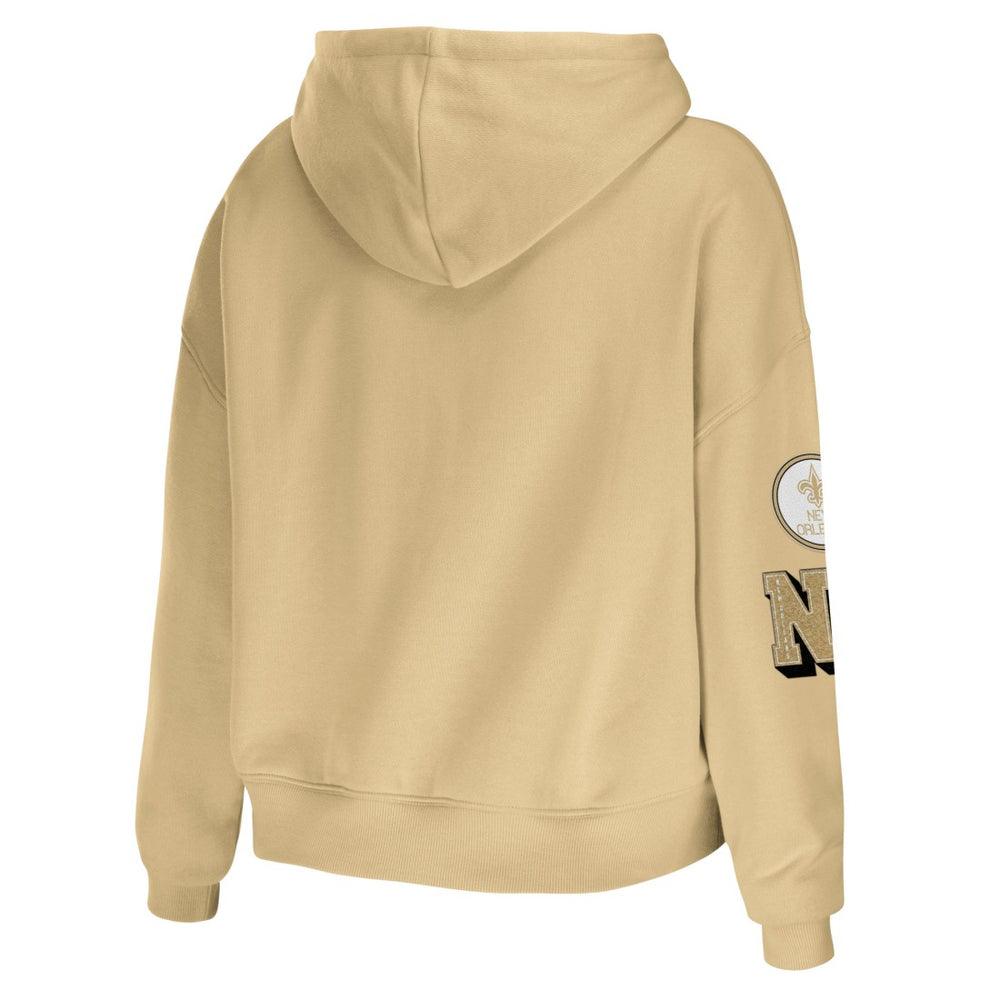 New Orleans Saints WEAR by Erin Andrews Women's Plus Size Modest Cropped Pullover Hoodie Gold