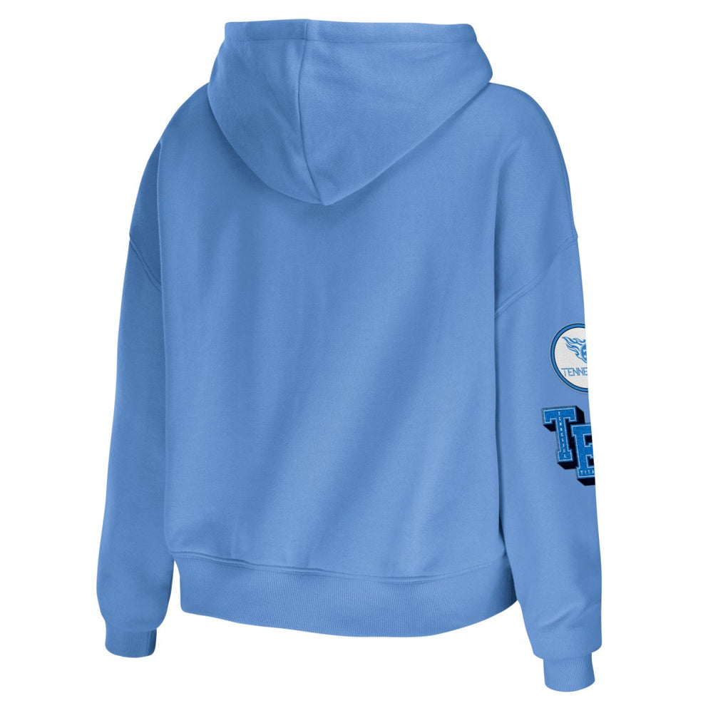 Tennessee Titans WEAR by Erin Andrews Women's Plus Size Modest Cropped Pullover Hoodie Light Blue