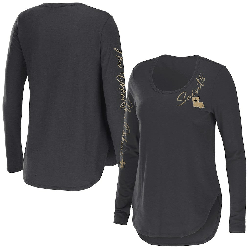 New Orleans Saints WEAR by Erin Andrews Women's Team Scoop Neck T-Shirt Charcoal