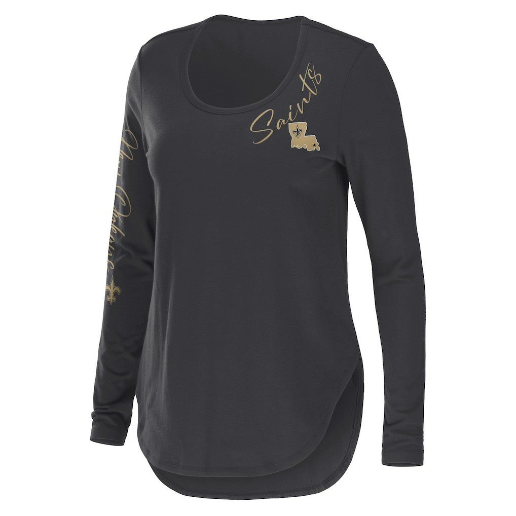 New Orleans Saints WEAR by Erin Andrews Women's Team Scoop Neck T-Shirt Charcoal