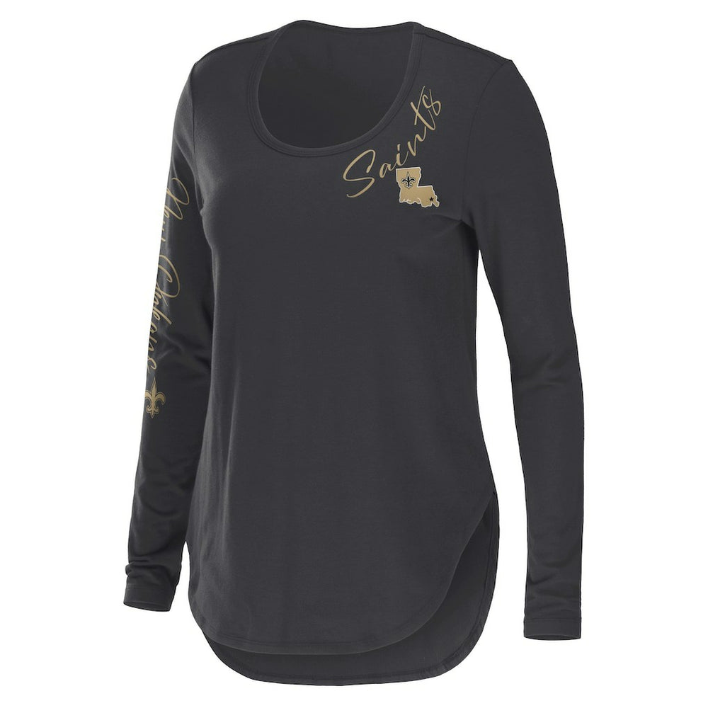 New Orleans Saints WEAR by Erin Andrews Women's Team Scoop Neck T-Shirt Charcoal