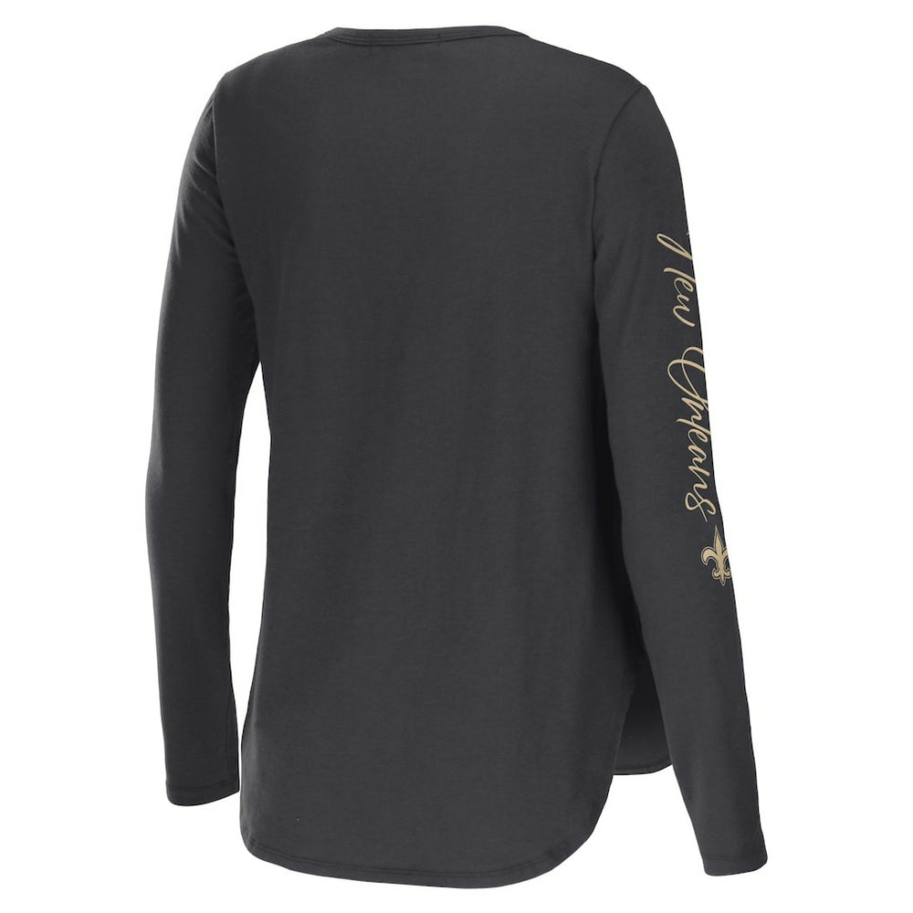 New Orleans Saints WEAR by Erin Andrews Women's Team Scoop Neck T-Shirt Charcoal